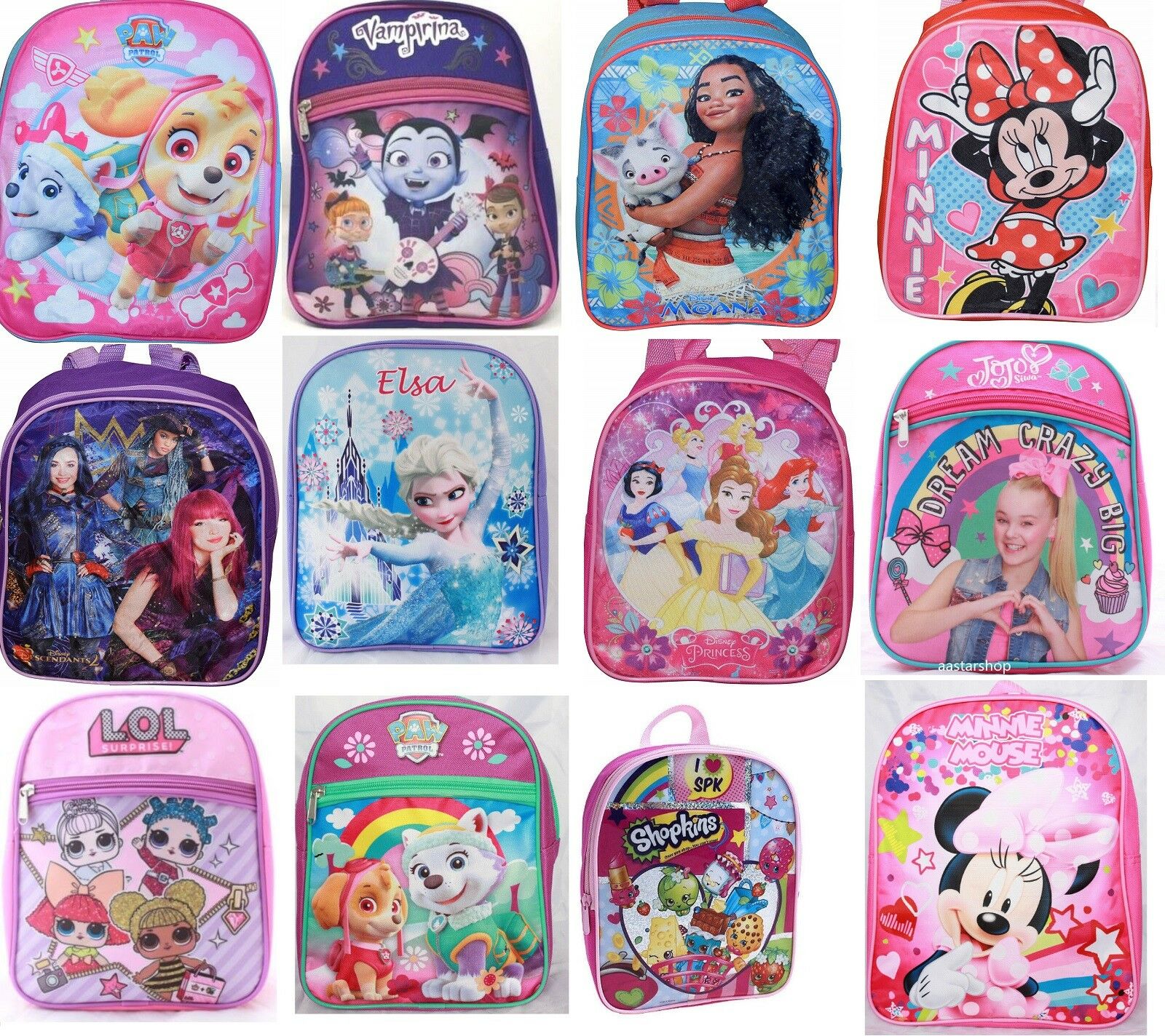 Little Girls Toddler Prek School Backpack Movie Cartoon Book Bag Kids Children